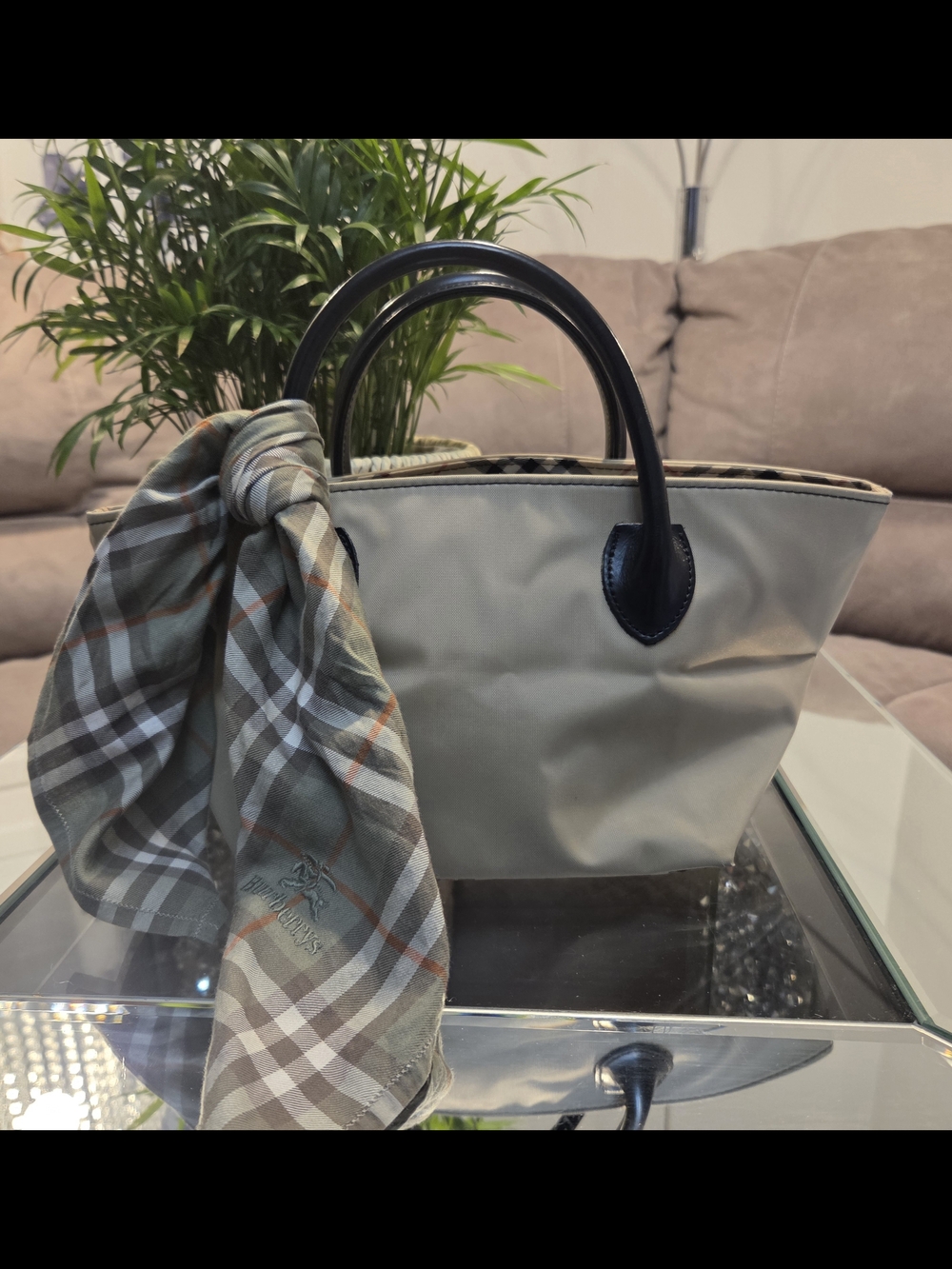 Burberry Blue Label nylon tote bag featuring the iconic nova check